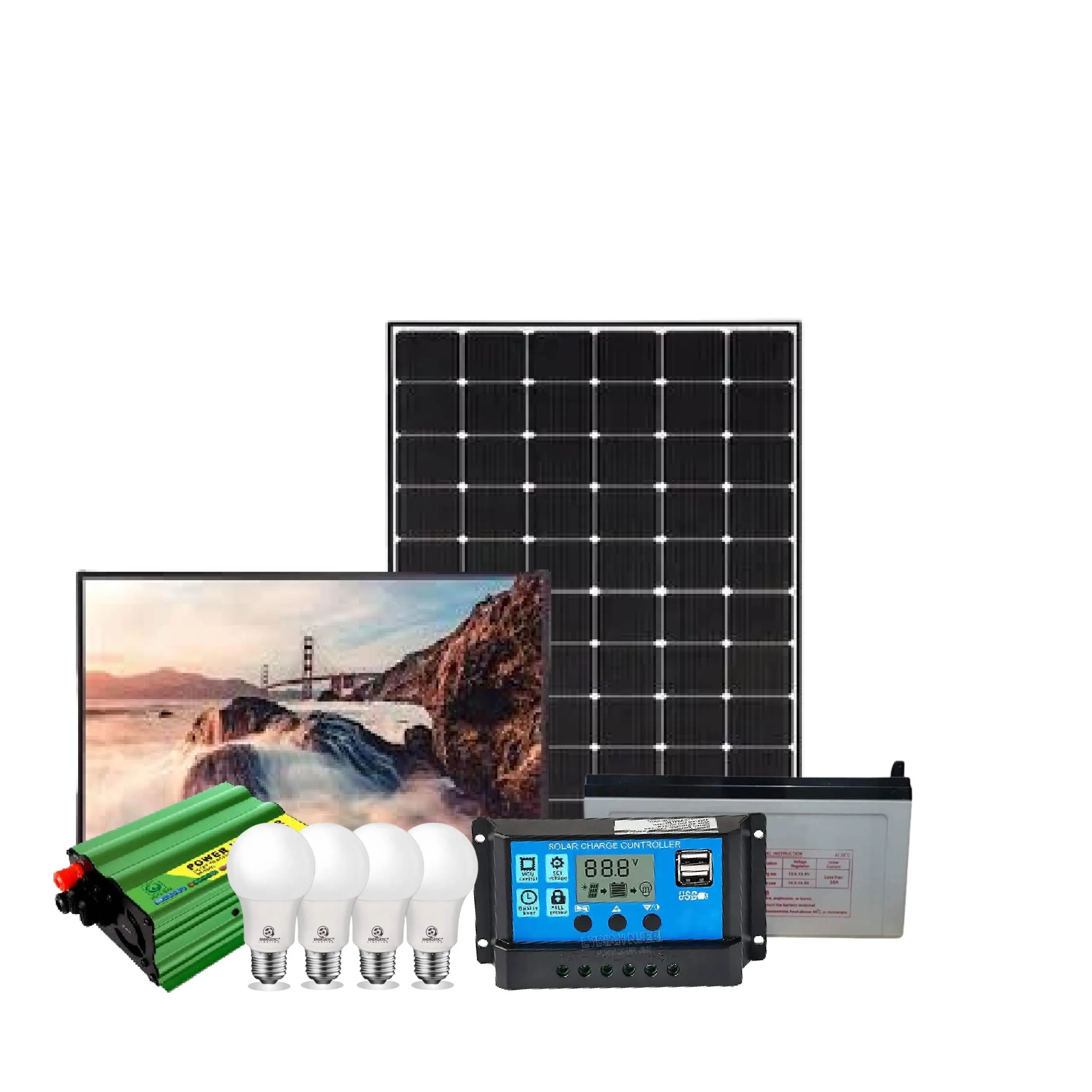 150 WATTS SOLAR FULL KIT +32 “LED DIGITAL TV - Image 3